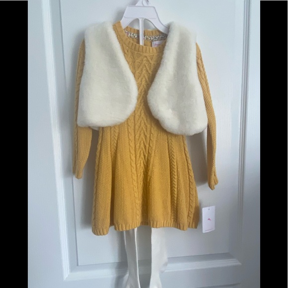 3 piece Sweater Dress set with faux fur veste - Picture 1 of 1